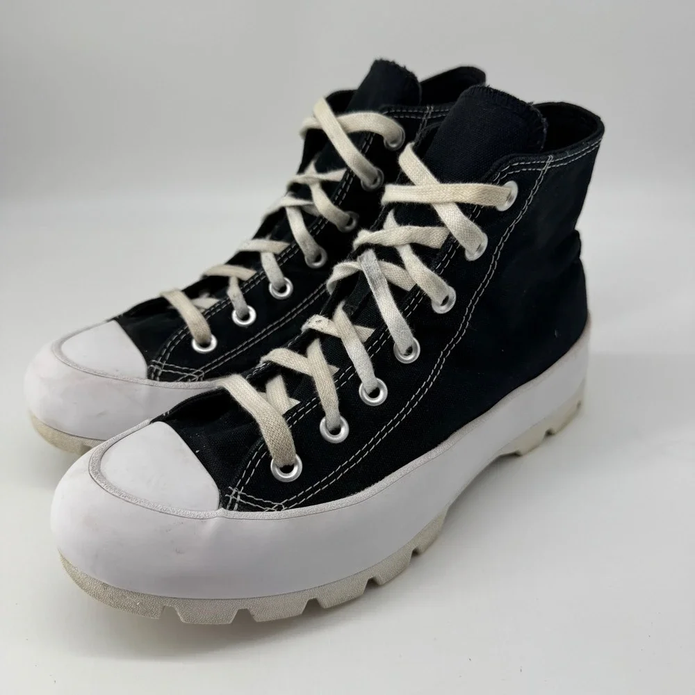 Converse Chuck Taylor All Star Lugged High Top Women 8 Black White Bella Sawn